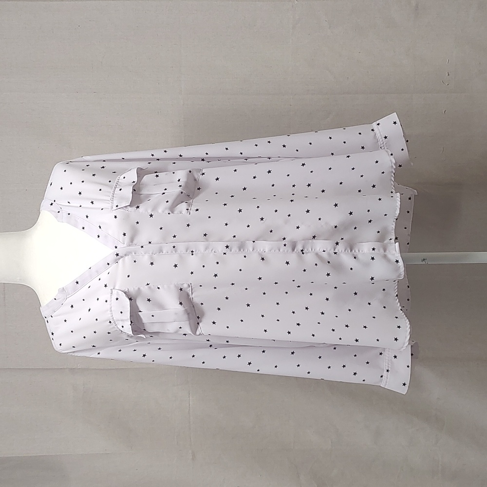 a.n.a. Button-Down Blouse featuring a whimsical black star pattern